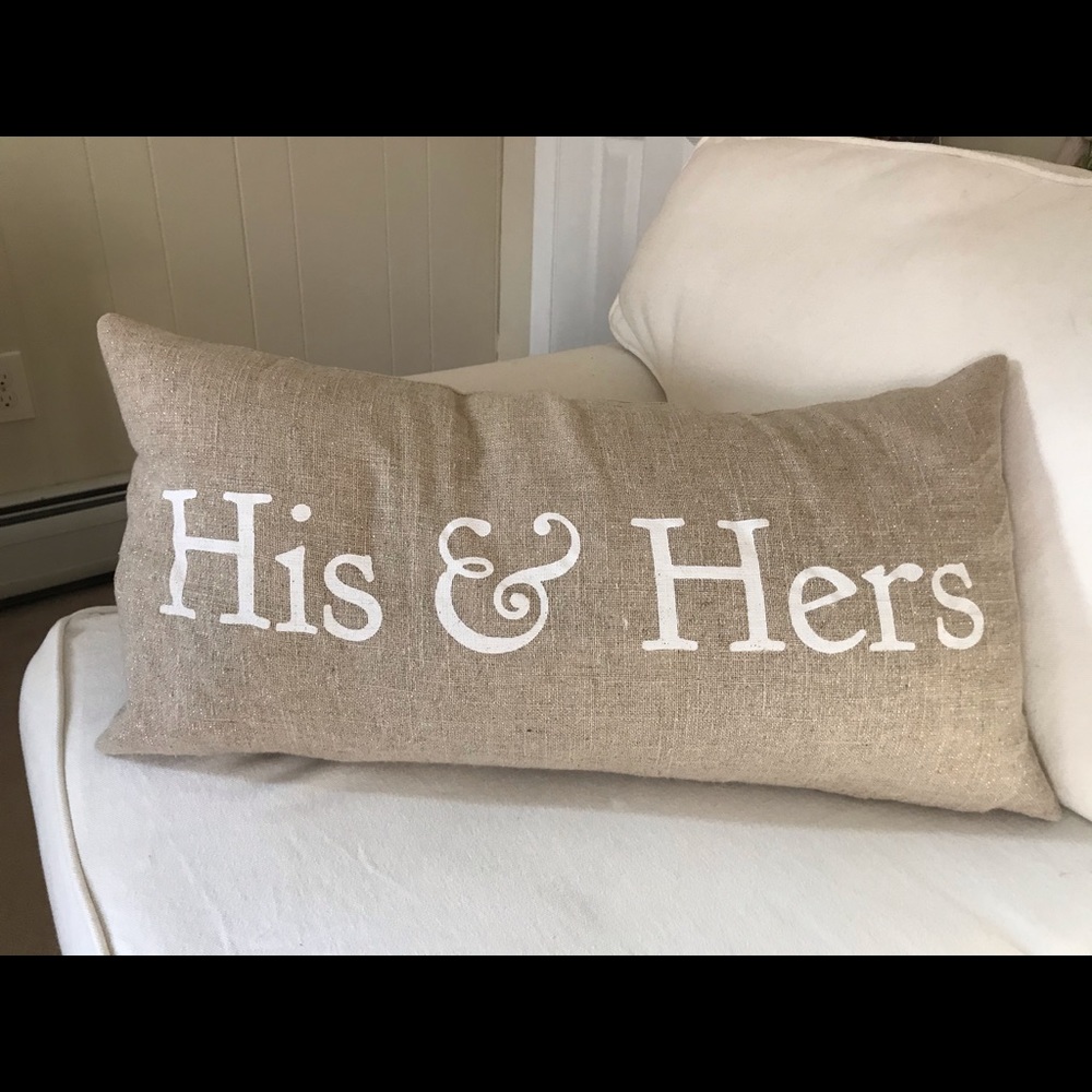 His & Hers decorative pillow